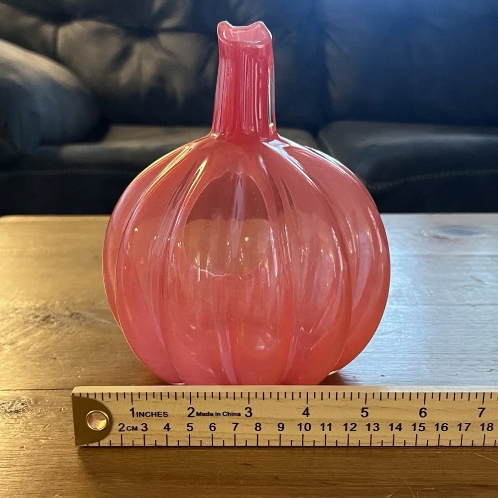 Smith and Hawkin Poland Handmade Art Glass Orange Pumpkin Fall Decor Candle Dish